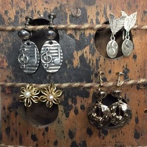 Vintage lot of screw on earrings 1950's
